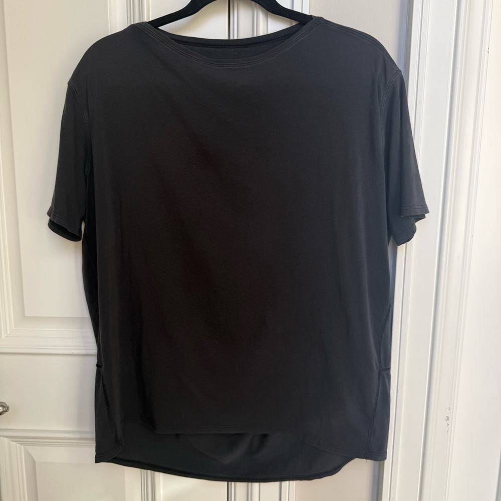Lululemon Back In Action Cotton T Shirt Black Womens Size 6 - Picture 4 of 6